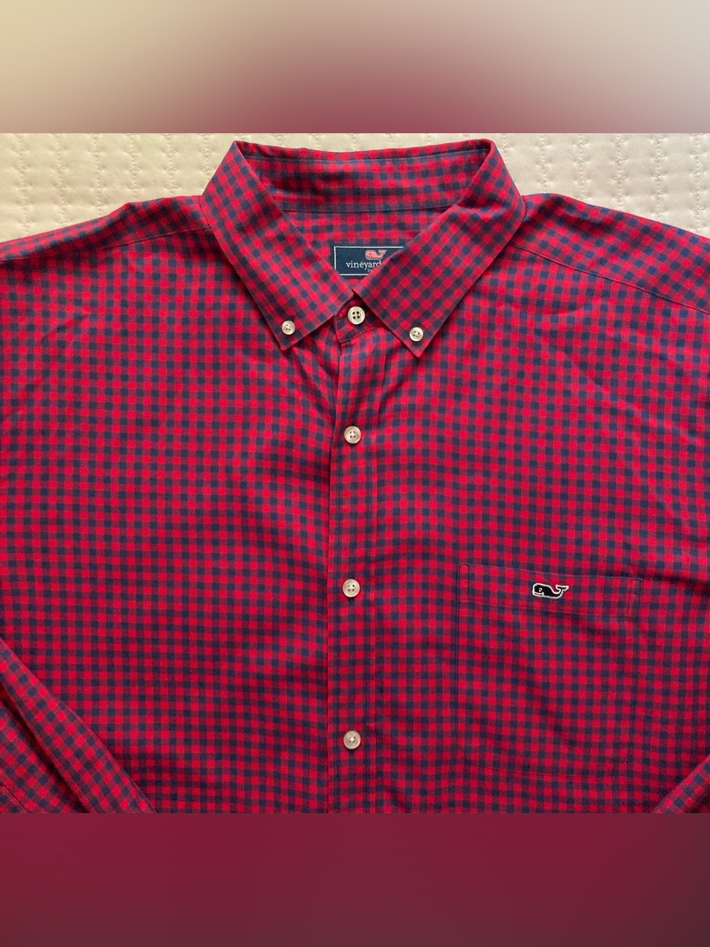 Vineyard Vines Classic Fit Tucker Shirt Men’s 2XL Red Blue Long Sleeve Cotton